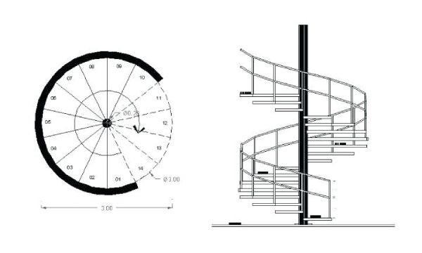 square spiral staircase dimensions